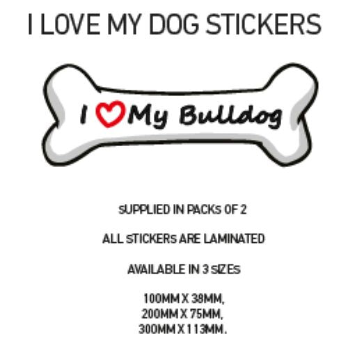 DBS01-50 Funny I Love My Dog Vinyl Sticker x2 Car Van Decal Pet Animal Lover Various Designs Available