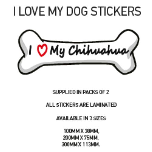DBS01-50 Funny I Love My Dog Vinyl Sticker x2 Car Van Decal Pet Animal Lover Various Designs Available