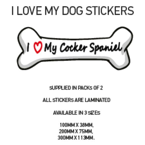 DBS01-50 Funny I Love My Dog Vinyl Sticker x2 Car Van Decal Pet Animal Lover Various Designs Available
