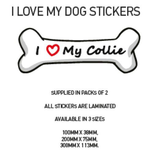 DBS01-50 Funny I Love My Dog Vinyl Sticker x2 Car Van Decal Pet Animal Lover Various Designs Available