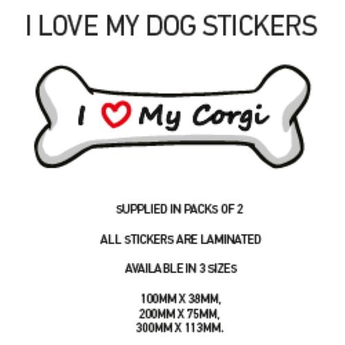 DBS01-50 Funny I Love My Dog Vinyl Sticker x2 Car Van Decal Pet Animal Lover Various Designs Available
