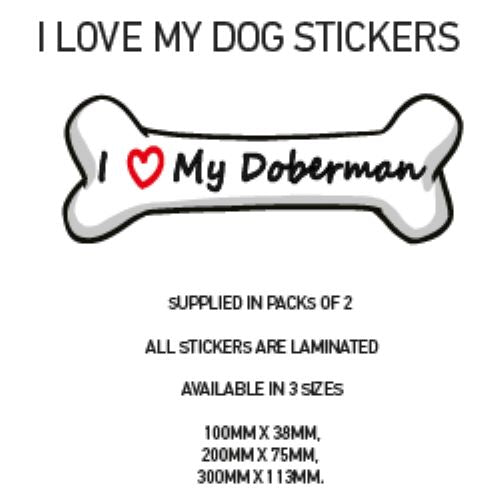 DBS01-50 Funny I Love My Dog Vinyl Sticker x2 Car Van Decal Pet Animal Lover Various Designs Available