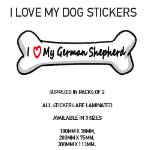 DBS01-50 Funny I Love My Dog Vinyl Sticker x2 Car Van Decal Pet Animal Lover Various Designs Available