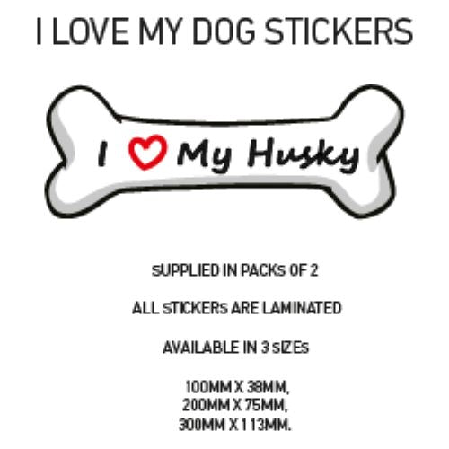 DBS01-50 Funny I Love My Dog Vinyl Sticker x2 Car Van Decal Pet Animal Lover Various Designs Available