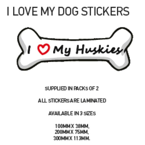 DBS01-50 Funny I Love My Dog Vinyl Sticker x2 Car Van Decal Pet Animal Lover Various Designs Available