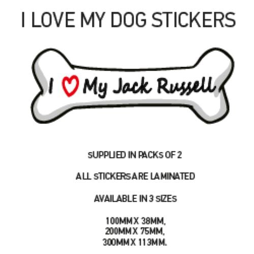 DBS01-50 Funny I Love My Dog Vinyl Sticker x2 Car Van Decal Pet Animal Lover Various Designs Available