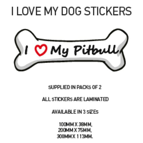 DBS01-50 Funny I Love My Dog Vinyl Sticker x2 Car Van Decal Pet Animal Lover Various Designs Available