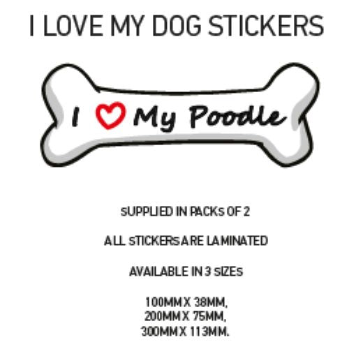 DBS01-50 Funny I Love My Dog Vinyl Sticker x2 Car Van Decal Pet Animal Lover Various Designs Available