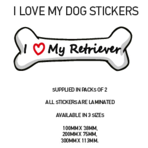 DBS01-50 Funny I Love My Dog Vinyl Sticker x2 Car Van Decal Pet Animal Lover Various Designs Available