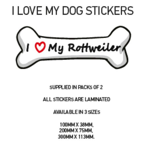 DBS01-50 Funny I Love My Dog Vinyl Sticker x2 Car Van Decal Pet Animal Lover Various Designs Available