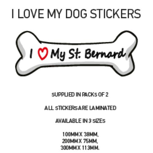 DBS01-50 Funny I Love My Dog Vinyl Sticker x2 Car Van Decal Pet Animal Lover Various Designs Available