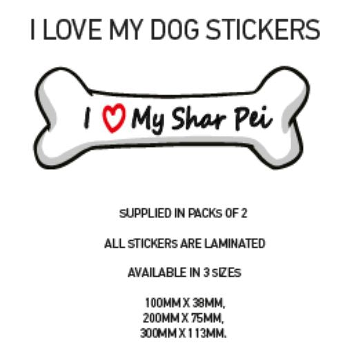 DBS01-50 Funny I Love My Dog Vinyl Sticker x2 Car Van Decal Pet Animal Lover Various Designs Available