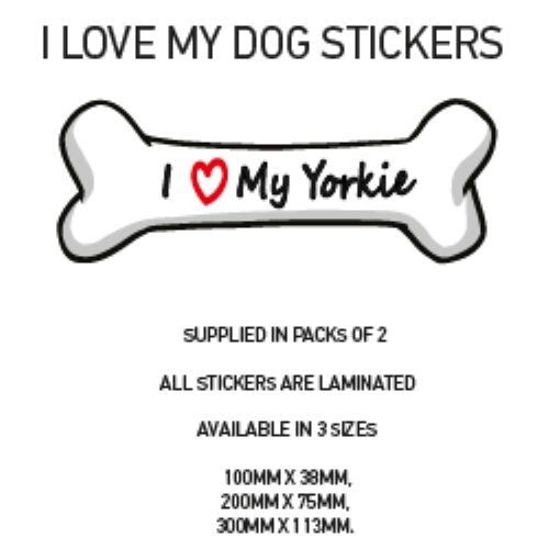 DBS01-50 Funny I Love My Dog Vinyl Sticker x2 Car Van Decal Pet Animal Lover Various Designs Available