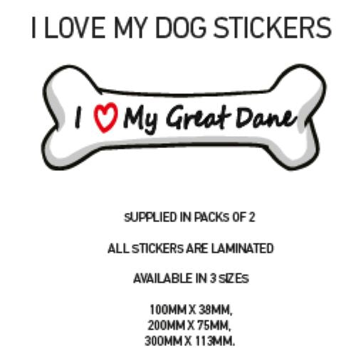 DBS01-50 Funny I Love My Dog Vinyl Sticker x2 Car Van Decal Pet Animal Lover Various Designs Available