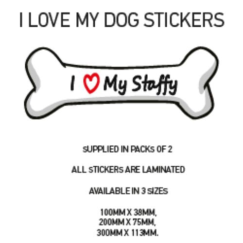DBS01-50 Funny I Love My Dog Vinyl Sticker x2 Car Van Decal Pet Animal Lover Various Designs Available