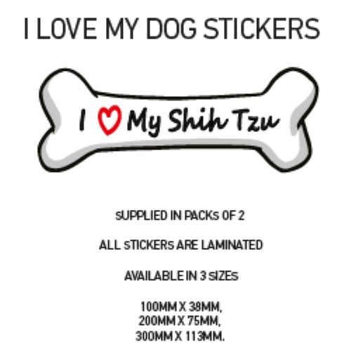 DBS01-50 Funny I Love My Dog Vinyl Sticker x2 Car Van Decal Pet Animal Lover Various Designs Available
