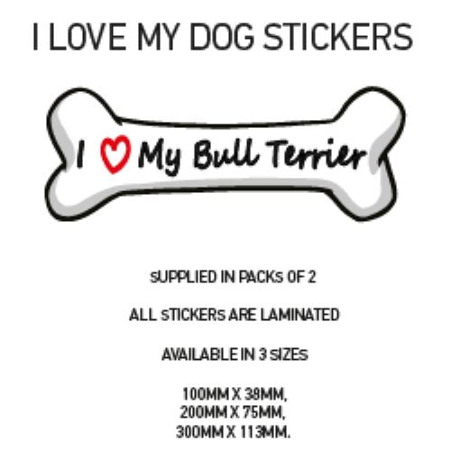 DBS01-50 Funny I Love My Dog Vinyl Sticker x2 Car Van Decal Pet Animal Lover Various Designs Available