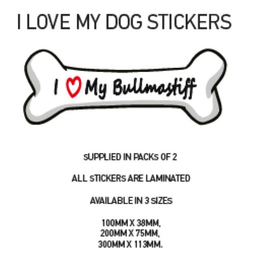 DBS01-50 Funny I Love My Dog Vinyl Sticker x2 Car Van Decal Pet Animal Lover Various Designs Available