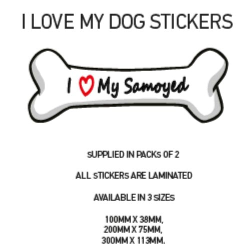 DBS01-50 Funny I Love My Dog Vinyl Sticker x2 Car Van Decal Pet Animal Lover Various Designs Available