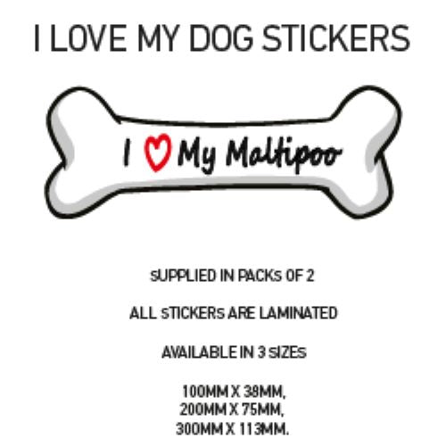 DBS01-50 Funny I Love My Dog Vinyl Sticker x2 Car Van Decal Pet Animal Lover Various Designs Available