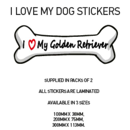 DBS01-50 Funny I Love My Dog Vinyl Sticker x2 Car Van Decal Pet Animal Lover Various Designs Available