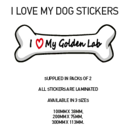DBS01-50 Funny I Love My Dog Vinyl Sticker x2 Car Van Decal Pet Animal Lover Various Designs Available