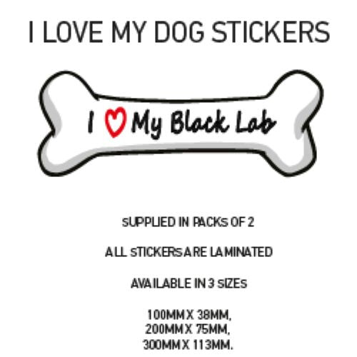 DBS01-50 Funny I Love My Dog Vinyl Sticker x2 Car Van Decal Pet Animal Lover Various Designs Available
