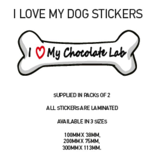 DBS01-50 Funny I Love My Dog Vinyl Sticker x2 Car Van Decal Pet Animal Lover Various Designs Available