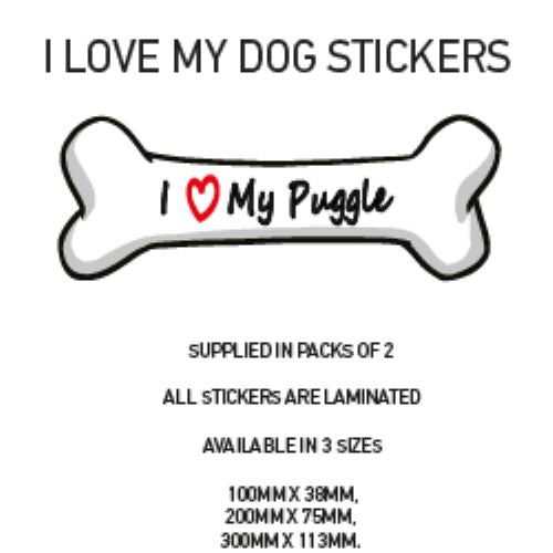 DBS01-50 Funny I Love My Dog Vinyl Sticker x2 Car Van Decal Pet Animal Lover Various Designs Available