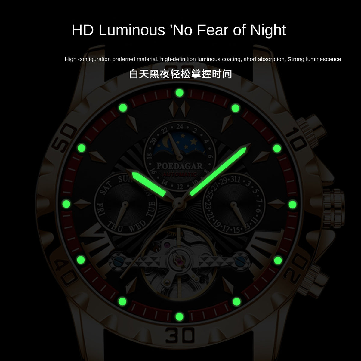Swiss Brand Waterproof Automatic Mechanical Watch for Men