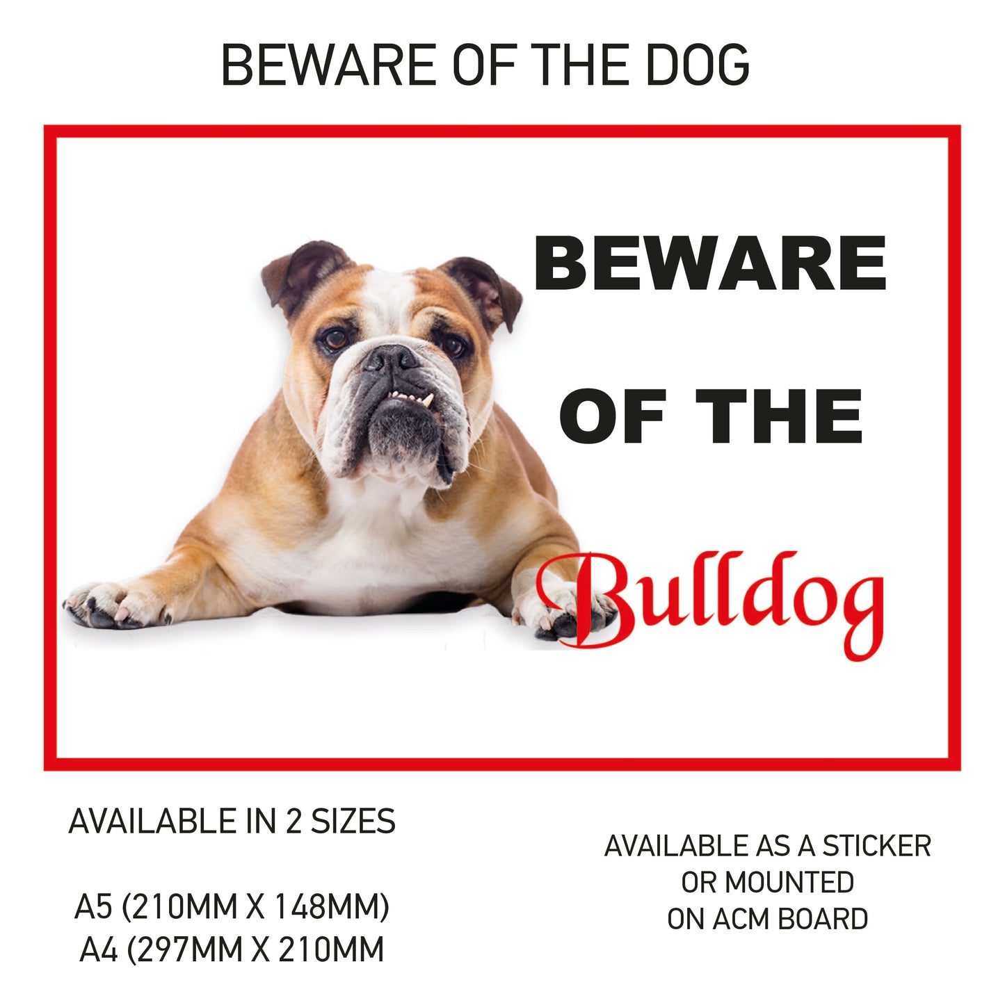 DS01-10 Funny Beware  Dog Vinyl Car Van Decal Printed Laminated Sticker Pet Animal Lover Various Designs Available