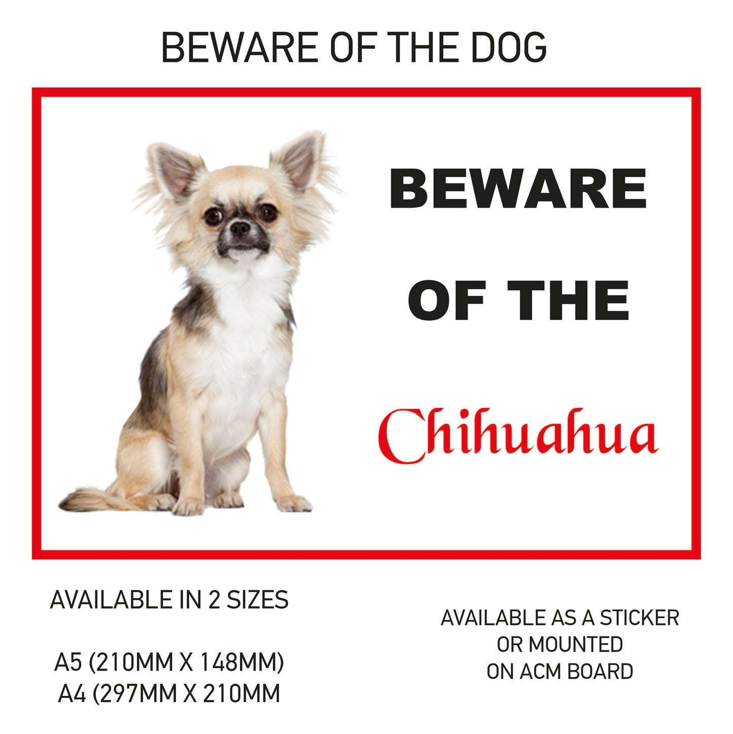 DS01-10 Funny Beware  Dog Vinyl Car Van Decal Printed Laminated Sticker Pet Animal Lover Various Designs Available