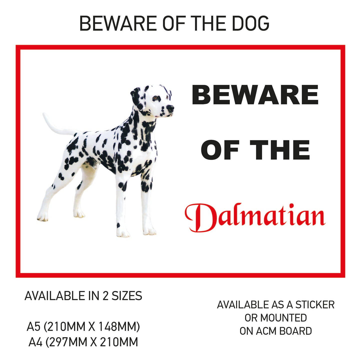 DS11-20 Funny Beware  Dog Vinyl Car Van Decal Printed Laminated Sticker Pet Animal Lover Various Designs Available