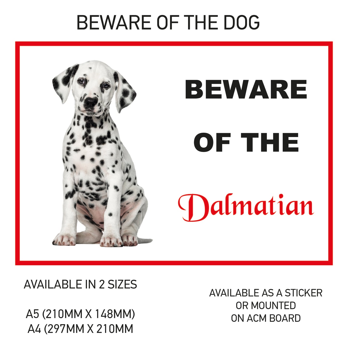 DS11-20 Funny Beware  Dog Vinyl Car Van Decal Printed Laminated Sticker Pet Animal Lover Various Designs Available
