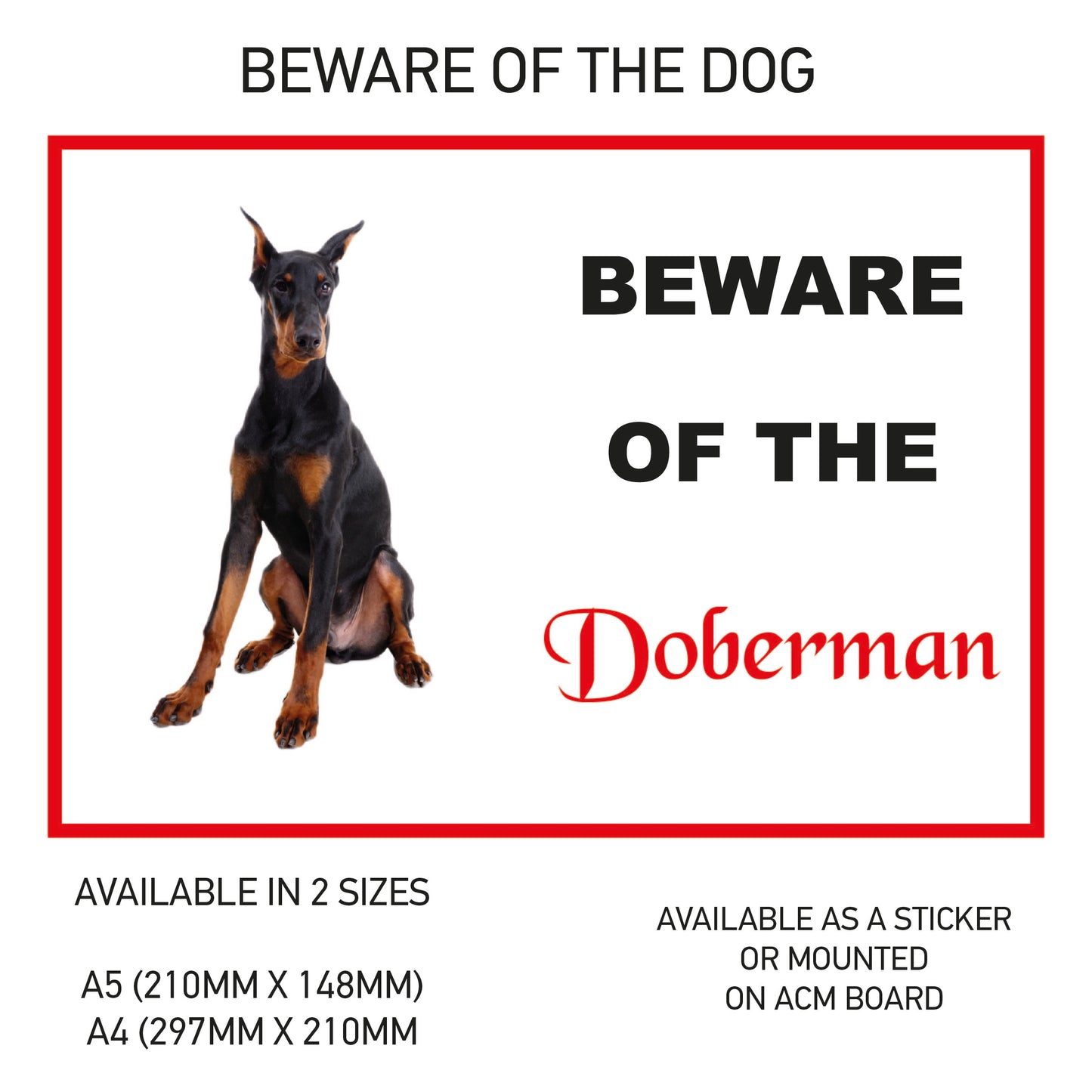 DS11-20 Funny Beware  Dog Vinyl Car Van Decal Printed Laminated Sticker Pet Animal Lover Various Designs Available