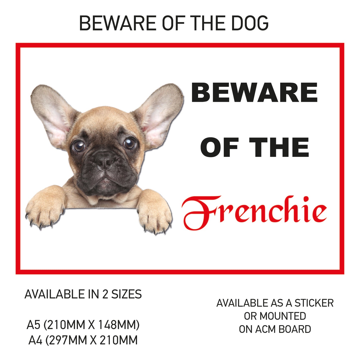 DS21-30 Funny Beware  Dog Vinyl Car Van Decal Printed Laminated Sticker Pet Animal Lover Various Designs Available