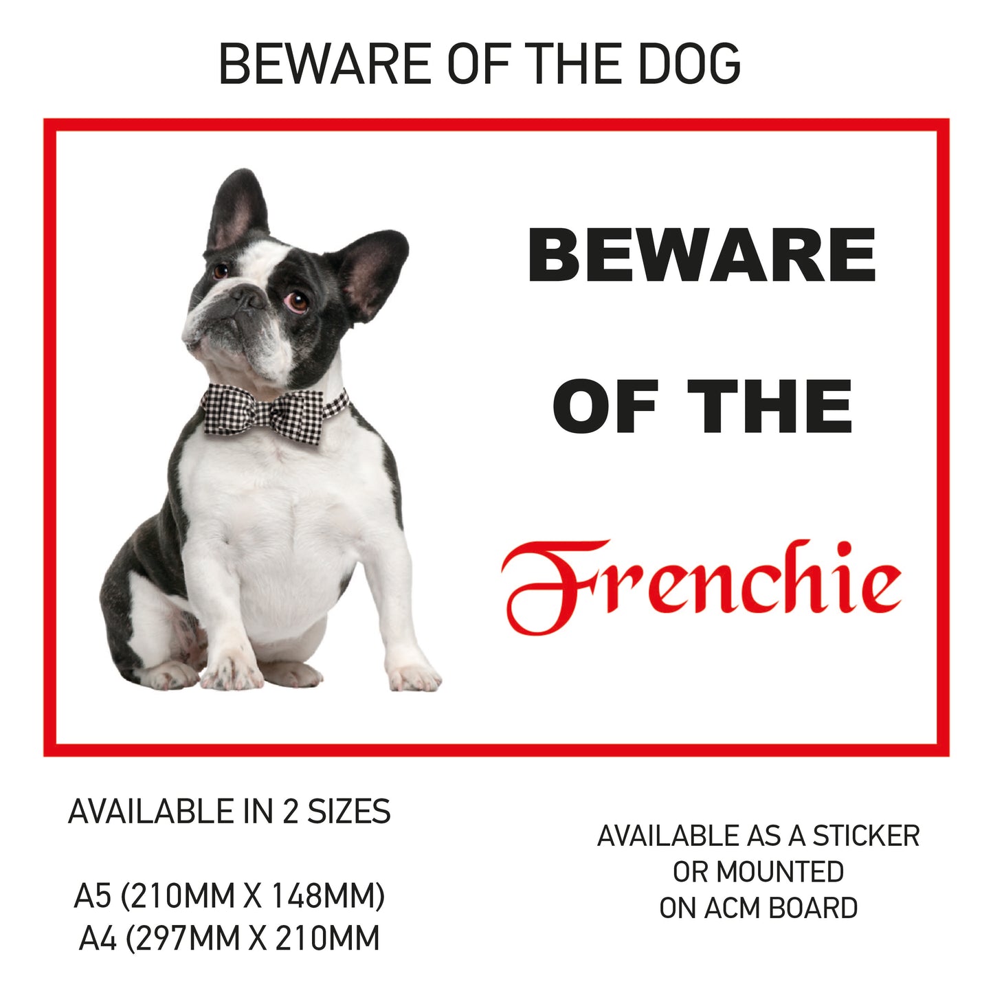 DS21-30 Funny Beware  Dog Vinyl Car Van Decal Printed Laminated Sticker Pet Animal Lover Various Designs Available