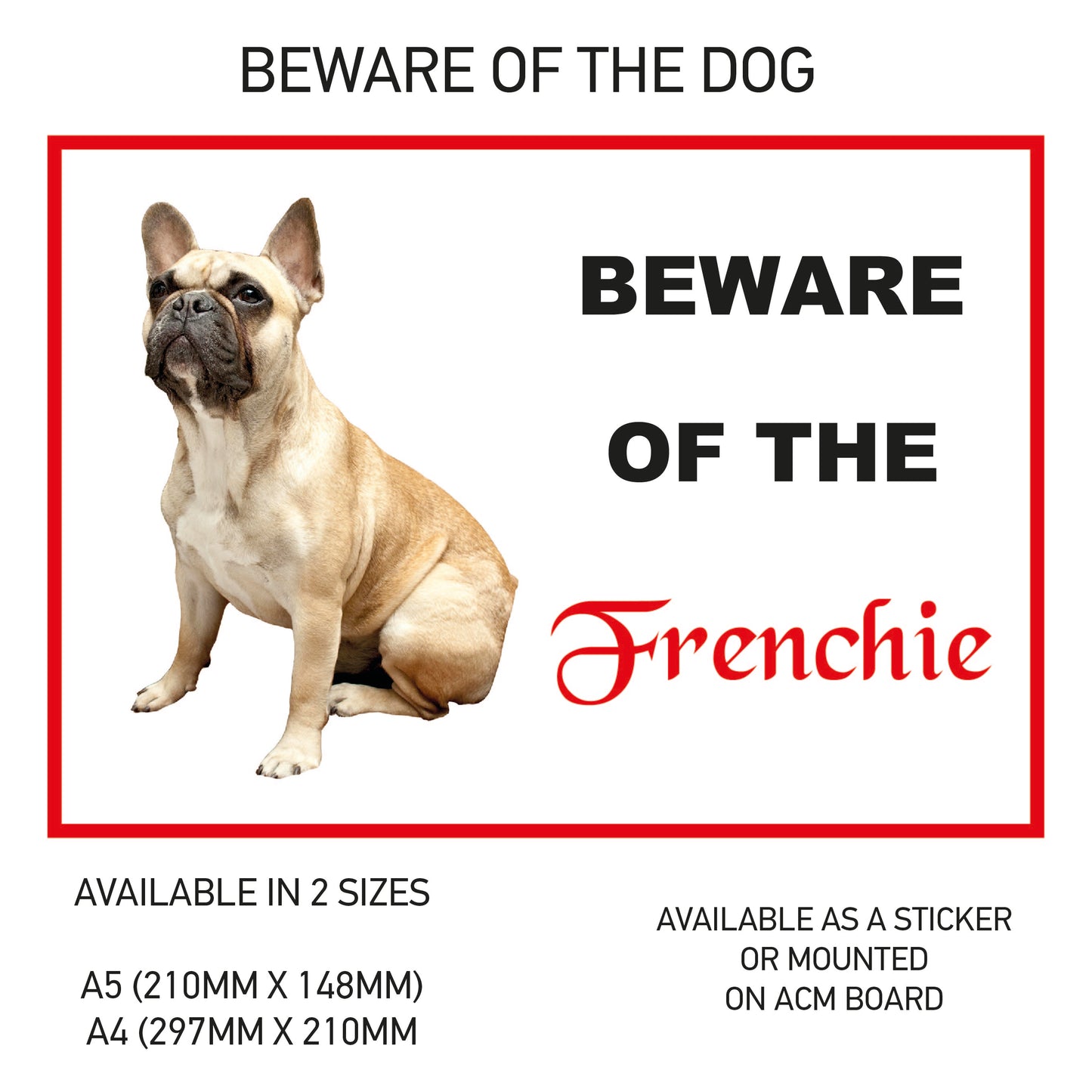 DS21-30 Funny Beware  Dog Vinyl Car Van Decal Printed Laminated Sticker Pet Animal Lover Various Designs Available