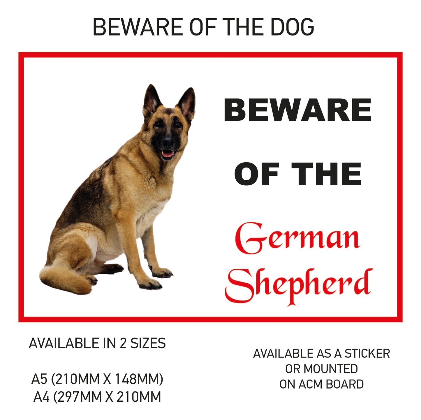 DS21-30 Funny Beware  Dog Vinyl Car Van Decal Printed Laminated Sticker Pet Animal Lover Various Designs Available