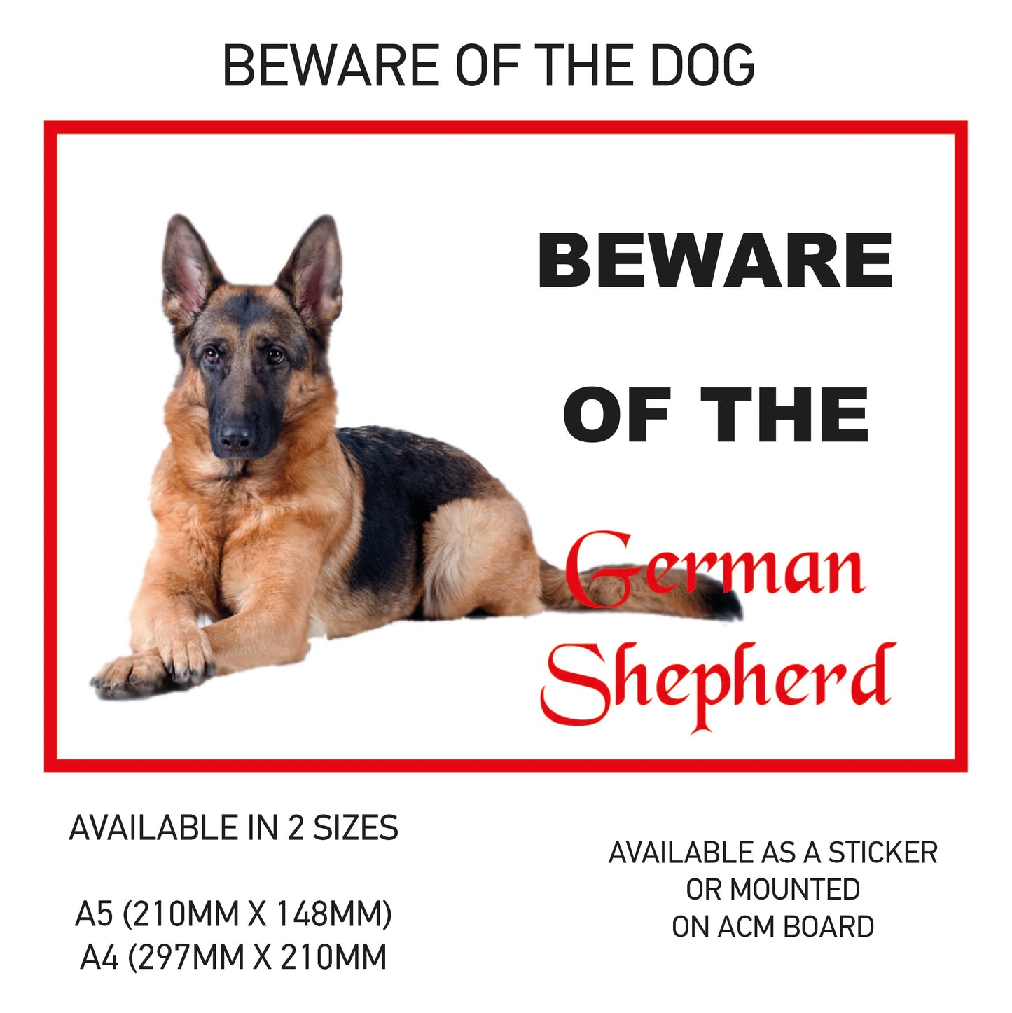 DS21-30 Funny Beware  Dog Vinyl Car Van Decal Printed Laminated Sticker Pet Animal Lover Various Designs Available