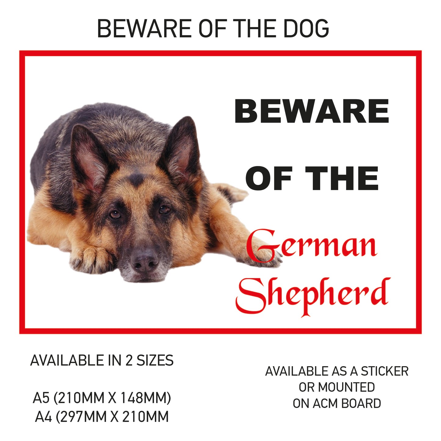 DS21-30 Funny Beware  Dog Vinyl Car Van Decal Printed Laminated Sticker Pet Animal Lover Various Designs Available