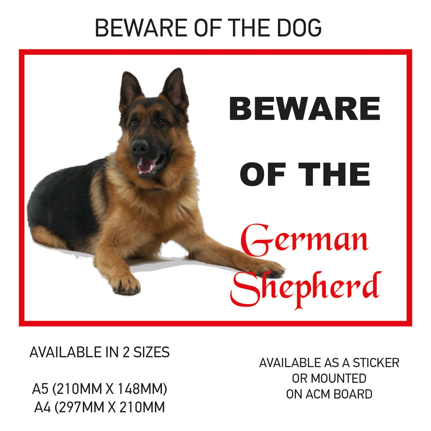 DS21-30 Funny Beware  Dog Vinyl Car Van Decal Printed Laminated Sticker Pet Animal Lover Various Designs Available