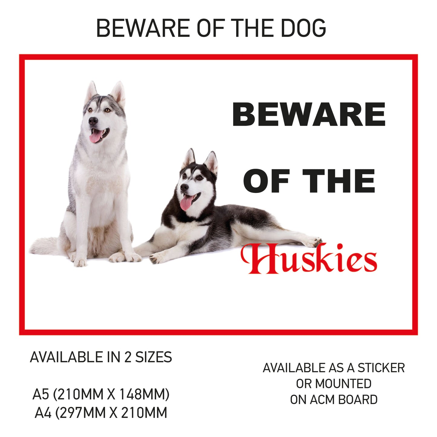 DS31-40 Funny Beware  Dog Vinyl Car Van Decal Printed Laminated Sticker Pet Animal Lover Various Designs Available