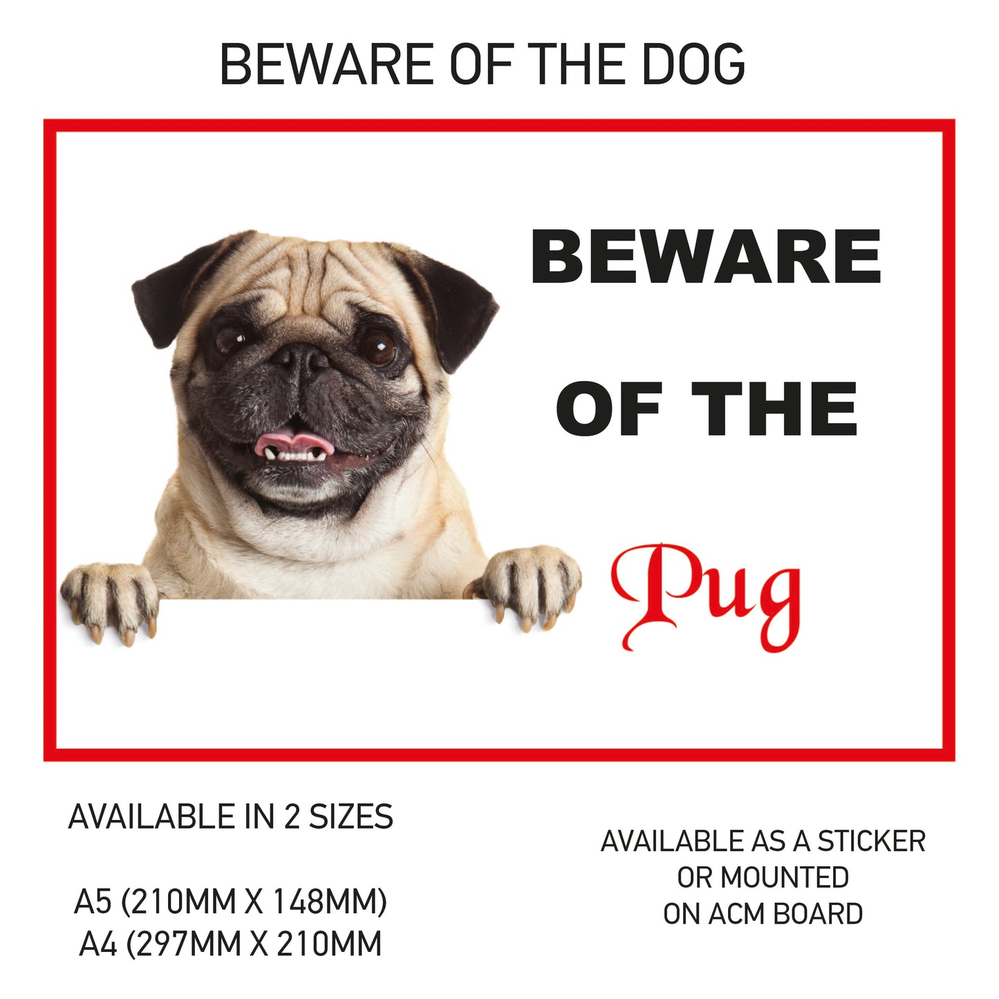DS41-50 Funny Beware  Dog Vinyl Car Van Decal Printed Laminated Sticker Pet Animal Lover Various Designs Available