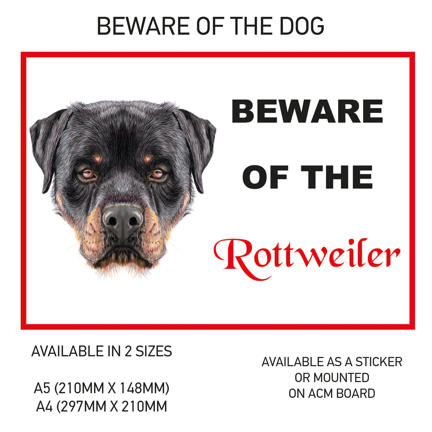 DS51-60 Funny Beware  Dog Vinyl Car Van Decal Printed Laminated Sticker Pet Animal Lover Various Designs Available