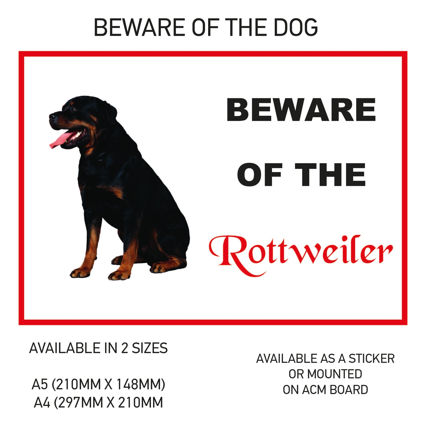 DS51-60 Funny Beware  Dog Vinyl Car Van Decal Printed Laminated Sticker Pet Animal Lover Various Designs Available
