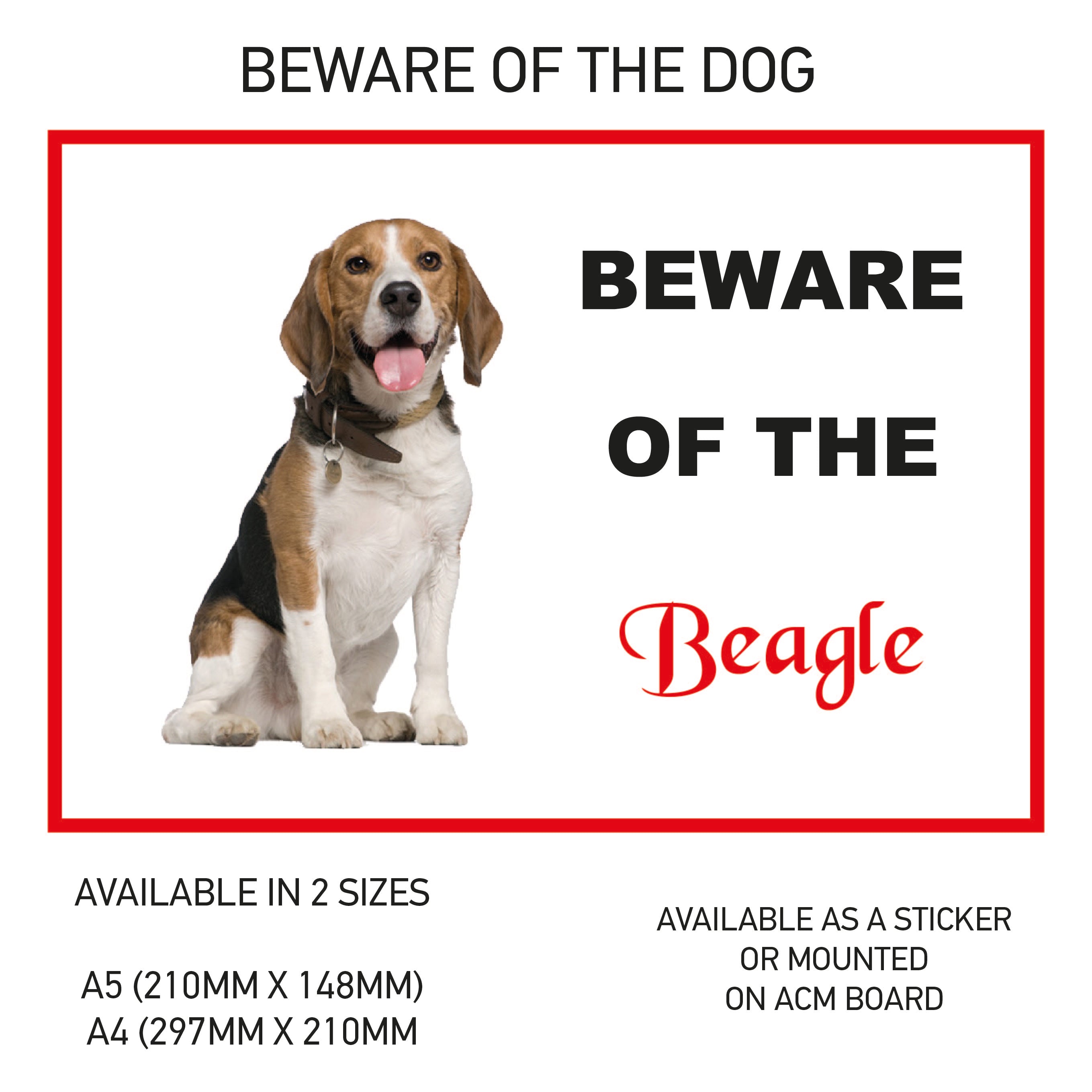 DS01-60 Funny Beware  Dog Vinyl Car Van Decal Printed Laminated Sticker Pet Animal Lover Various Designs Available