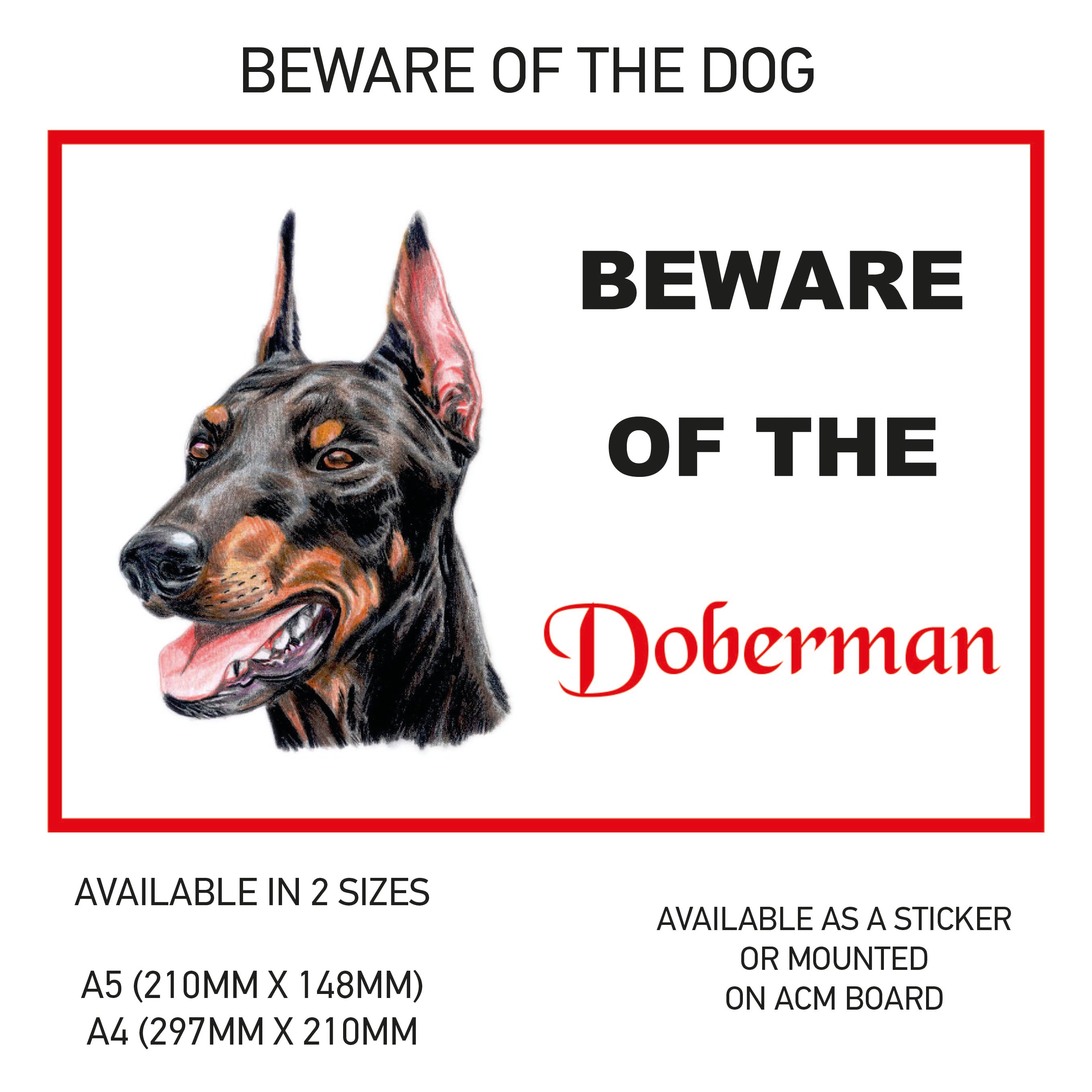 DS01-60 Funny Beware  Dog Vinyl Car Van Decal Printed Laminated Sticker Pet Animal Lover Various Designs Available