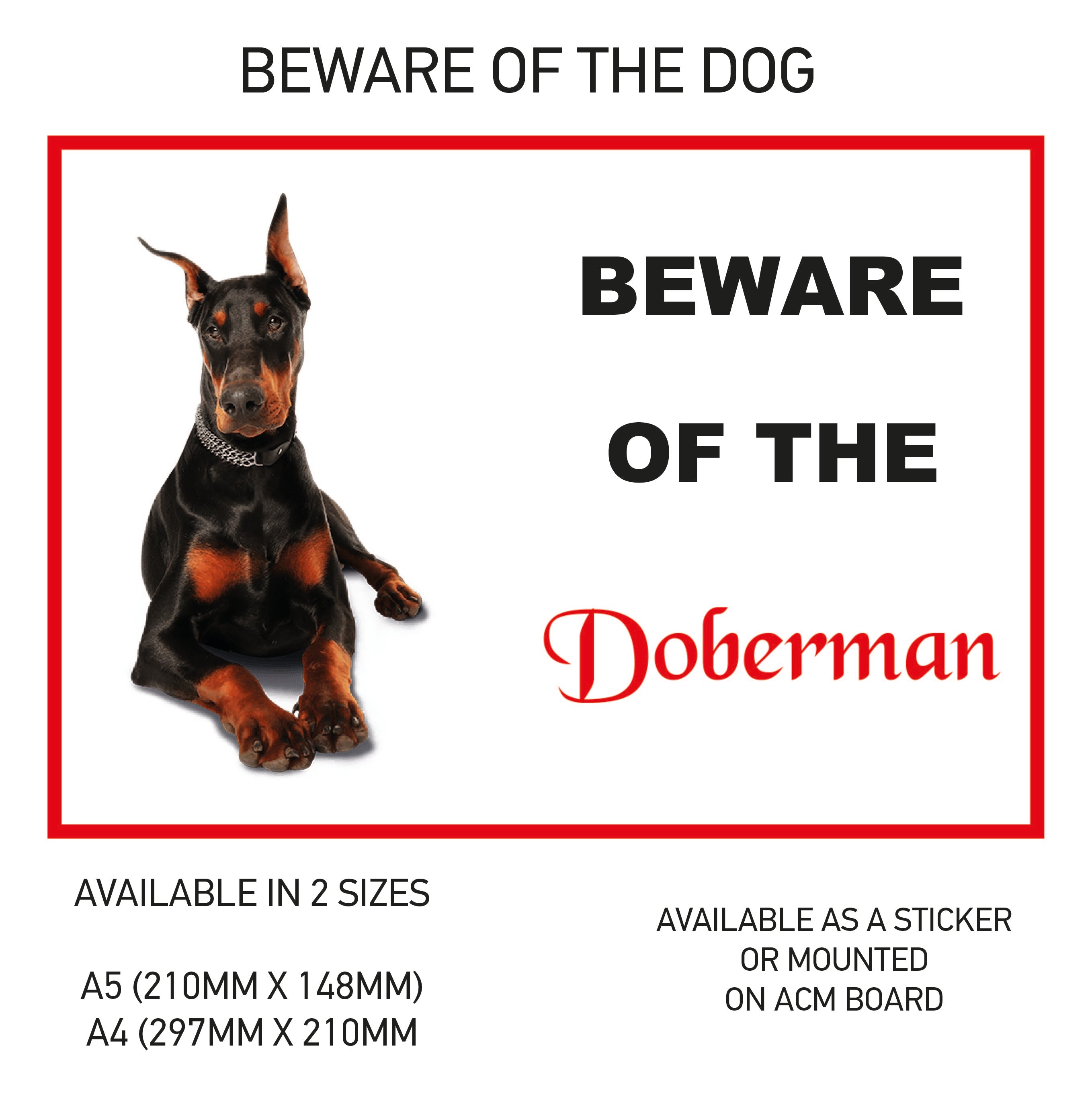 DS01-60 Funny Beware  Dog Vinyl Car Van Decal Printed Laminated Sticker Pet Animal Lover Various Designs Available