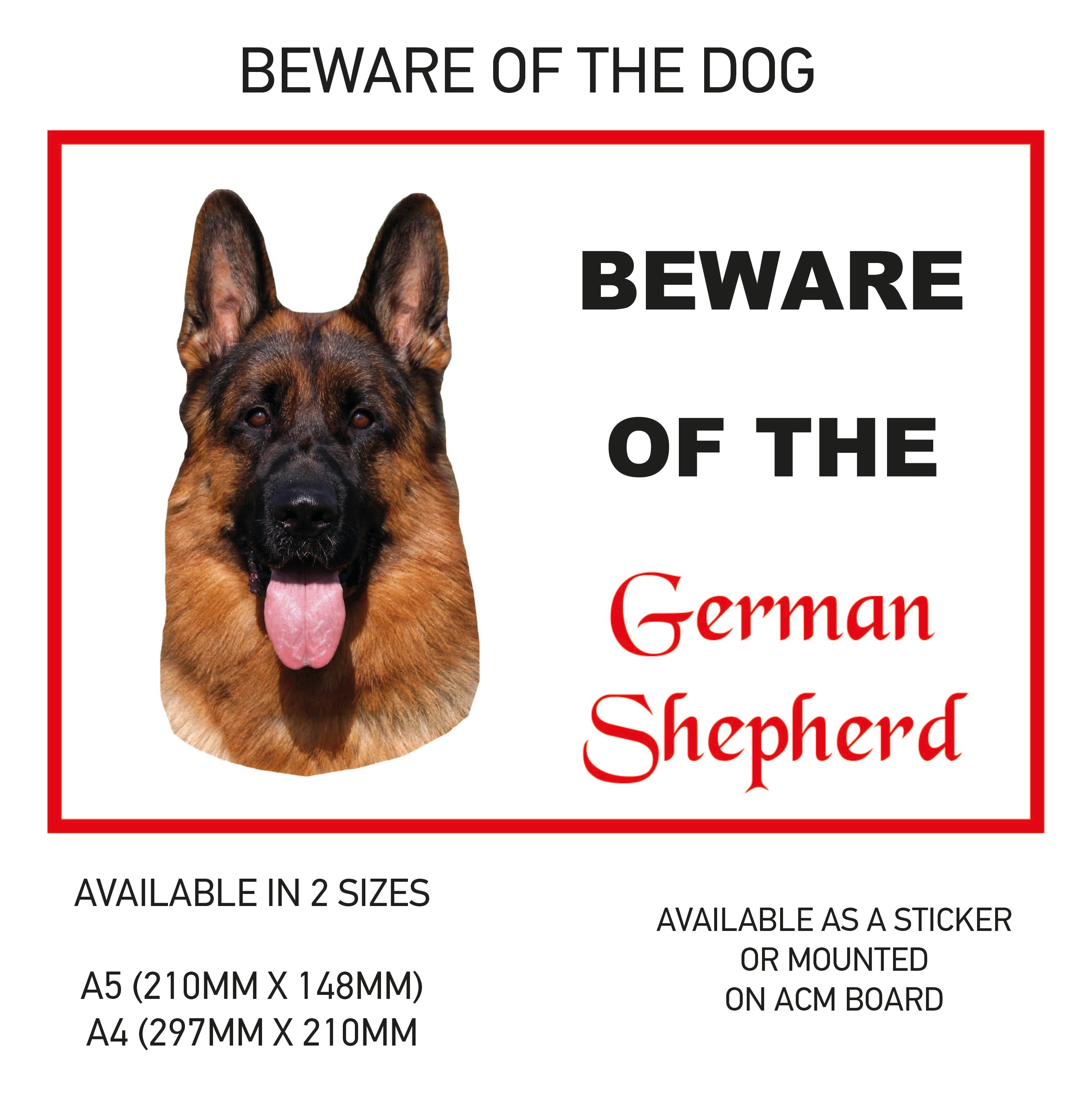 DS01-60 Funny Beware  Dog Vinyl Car Van Decal Printed Laminated Sticker Pet Animal Lover Various Designs Available